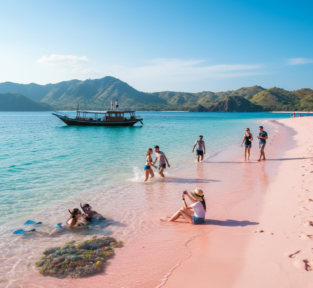 Aktivitas wisata pink beach labuan bajo